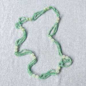 Multi-Strand Green Strawberry Quartz Necklace - Opera Length - Estate Jewelry